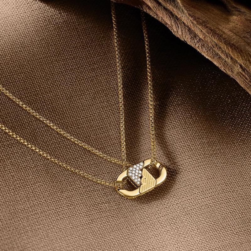 Emporio Armani LOVE series interlocking necklace men's black Black F base package