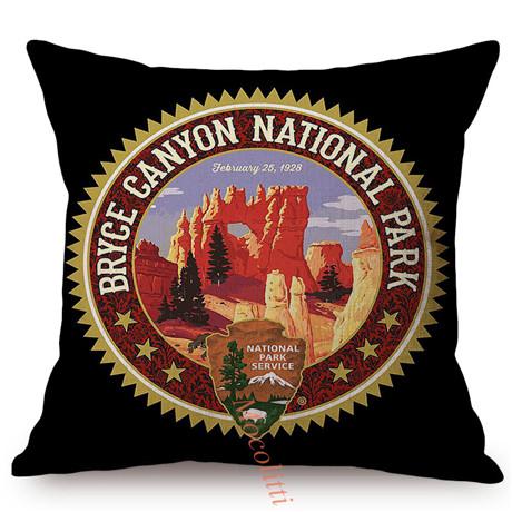 Famous National Park Vintage Poster Style Home Decoration Cushion Cover Yak Flamingo Forest Cotton Linen Sofa Chair Pillow Cases