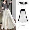 White Ice Silk Culottes Women's Summer Thin High Waist Drooping Pleated Half-length Skirt Casual Small Wide-leg Pants Skirt