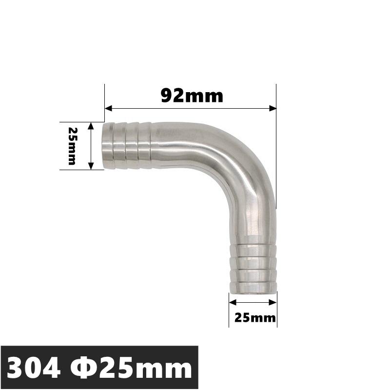 High Qulity 12.7 14 16 19 25 32 38 45 51 57 63 76 89 102mm Hose Barb Tail Elbow 304 316 Stainless Sanitary Pipe Fitting Homebrew