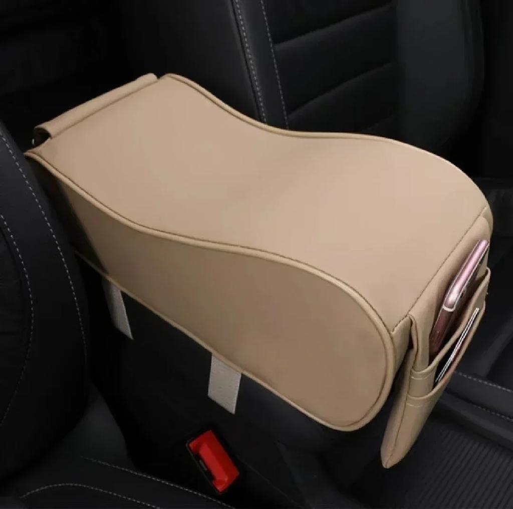 Cuero Reposabrazos Central de Coche Almohadilla Suave Negro Reposabrazos Consola Central de Auto Asiento Caja Estera Cojín Cubierta Almohada Vehículo Protector