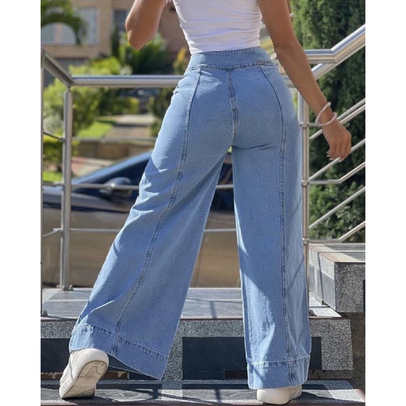 2026 casual long pants, high-waisted wide-leg pants, women's jeans style