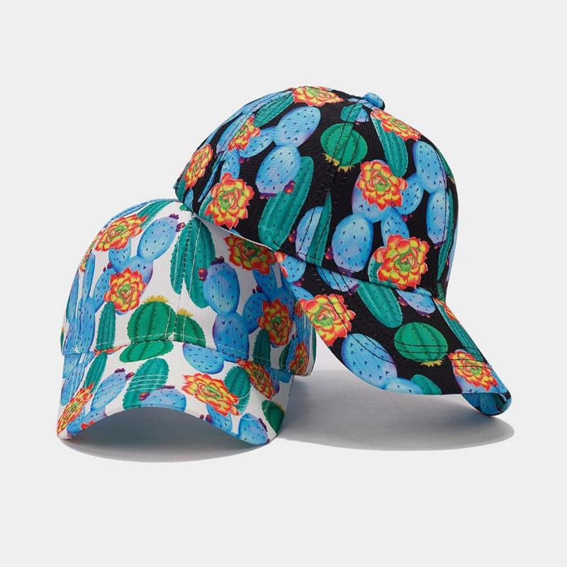 Tropisches Kaktusmuster Vollprint Baseballkappe Damenmode Atmungsaktive Sonnenschutzkappe Herren Sommer Outdoor-Sport Papa-Hüte