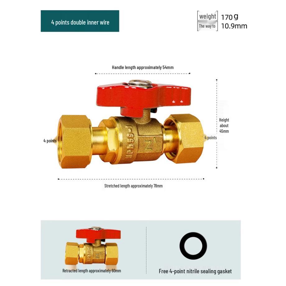 4-6 Point Copper Ball Valve: Internal/External Thread, Straight-Through Water Switch