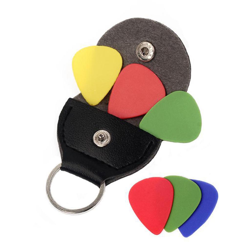Guitar Pick Holder Case PU Simple Portable Multifunctional Guitar Pick Bag Keychain Gifts