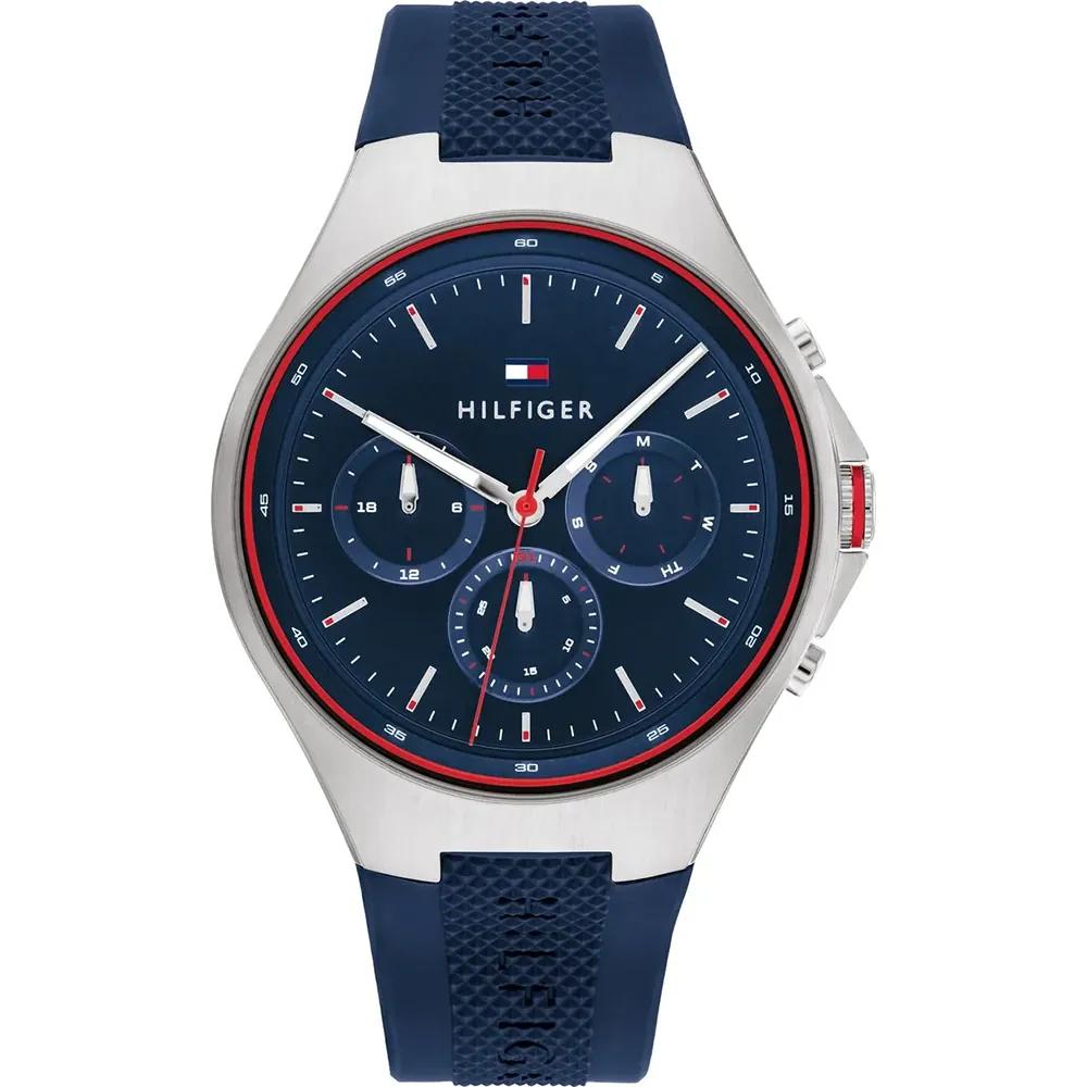 Tommy Hilfiger Men s Multifunction Watch Blue Dial Silicone Strap 1792057 синий