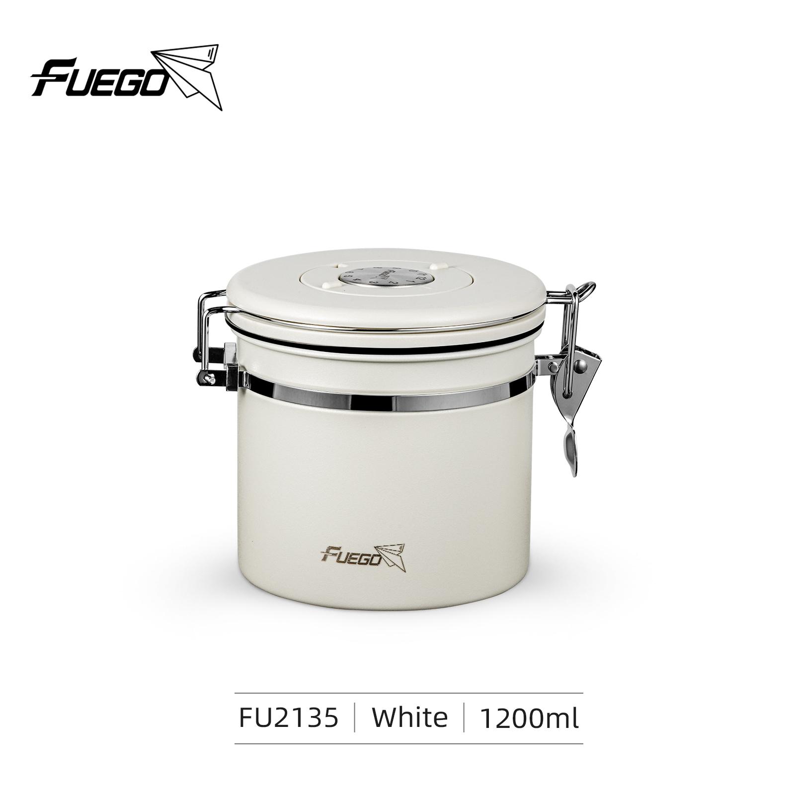 

Fuego Кофейная банка Герметичный контейнер для зерен с трекером даты Нержавеющая сталь Кухонная коробка для хранения Клапан CO2 Мерная ложка