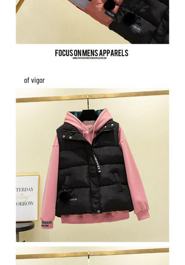 2024 Damen Koreanischer Stil Daunen-Baumwollweste - Frühjahrs-/Herbst-Oberbekleidung, Winterjacke