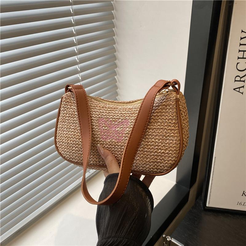 

Crossbody dumpling bag woven one shoulder diagonal span straw woven bag underarm women s bag versatile casual woven bag vacation beach bag