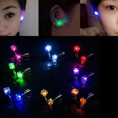 Sparkling Zircon LED Luminous Earrings Creative Party Nightclub Luminous Earrings Fashionable Women's Cool Jewelry Stud Earring