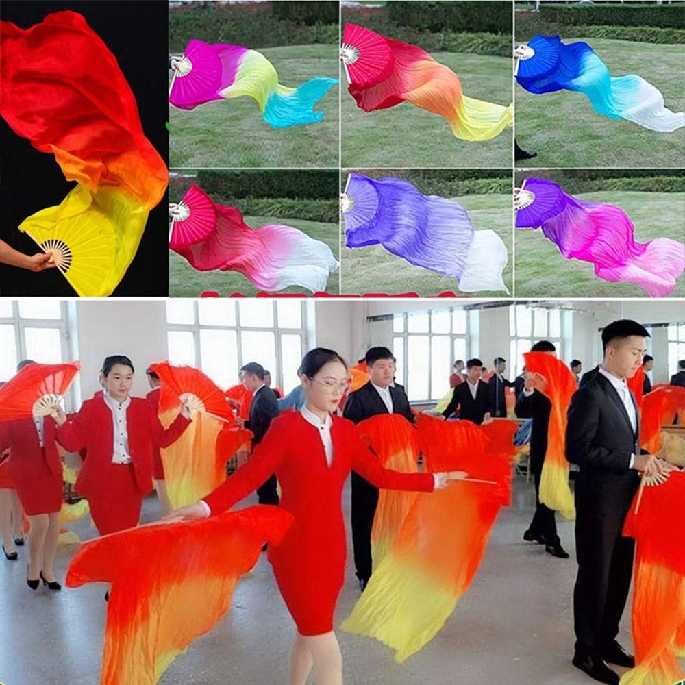 Kid Women Practice Dancer Tool Multicolors Square Dancing Rayon Silk Fans  Dance Accessories