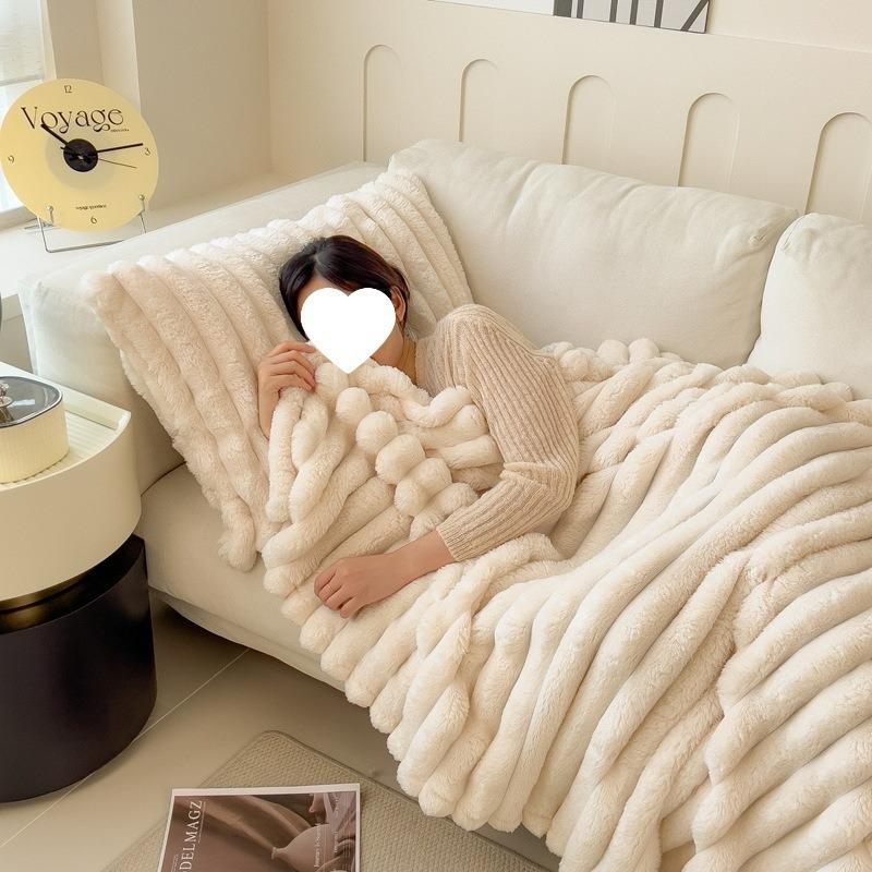 G5Z Heavyweight Rabbit Fur Plush Blanket - Velvet Flannel Baby & Sofa Throw for Winter
