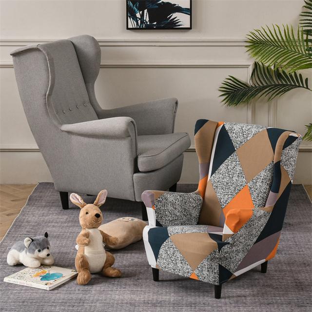 Kindergröße, Blumendrucke, Sesselbezug für Mädchen und Jungen, Spandex-Flügelstuhlbezug, elastisch, für Einzelsofas, mit King-Rückenlehne