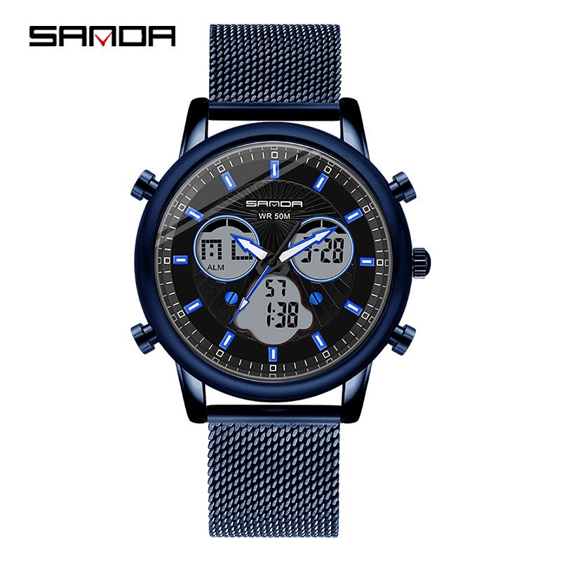 SANDA Simple Trend Watch Male Student Fashion Double Electronic Watch Digital Sports Waterproof Watch