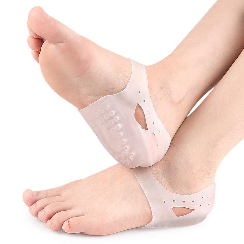 

1 пара силіконових захисних накладок на п яту, подушечок для склепіння стопи, гелевих накладок на передню частину стопи, захист від мозолів для зняття болю при підошовному фасціїті прозорий