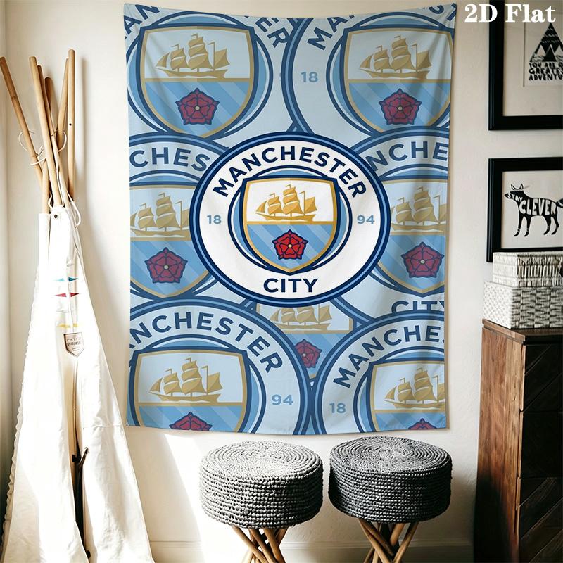 Manchester Football Club Logo Tapestry Fashion Print Background Cloth Background Wall Hanging Cloth Homestay Soft Decoration Tapestry Work Of Art