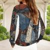 Women Plus Size Tie Dye Printed V Neck Front Zip Sweatshirt Purple White Ribbed Cuffs