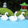 Miniature Swan Figurine Mini White Swan Resin Statue Realistic Animal Ornament Dollhouse Fairy Garden Micro Landscape Decoration