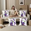 Simple Purple Flower Letters Pillow Case Plush Fabric Soft Double Sided Print Sofa Cushion Cover Throw Pillow Covers