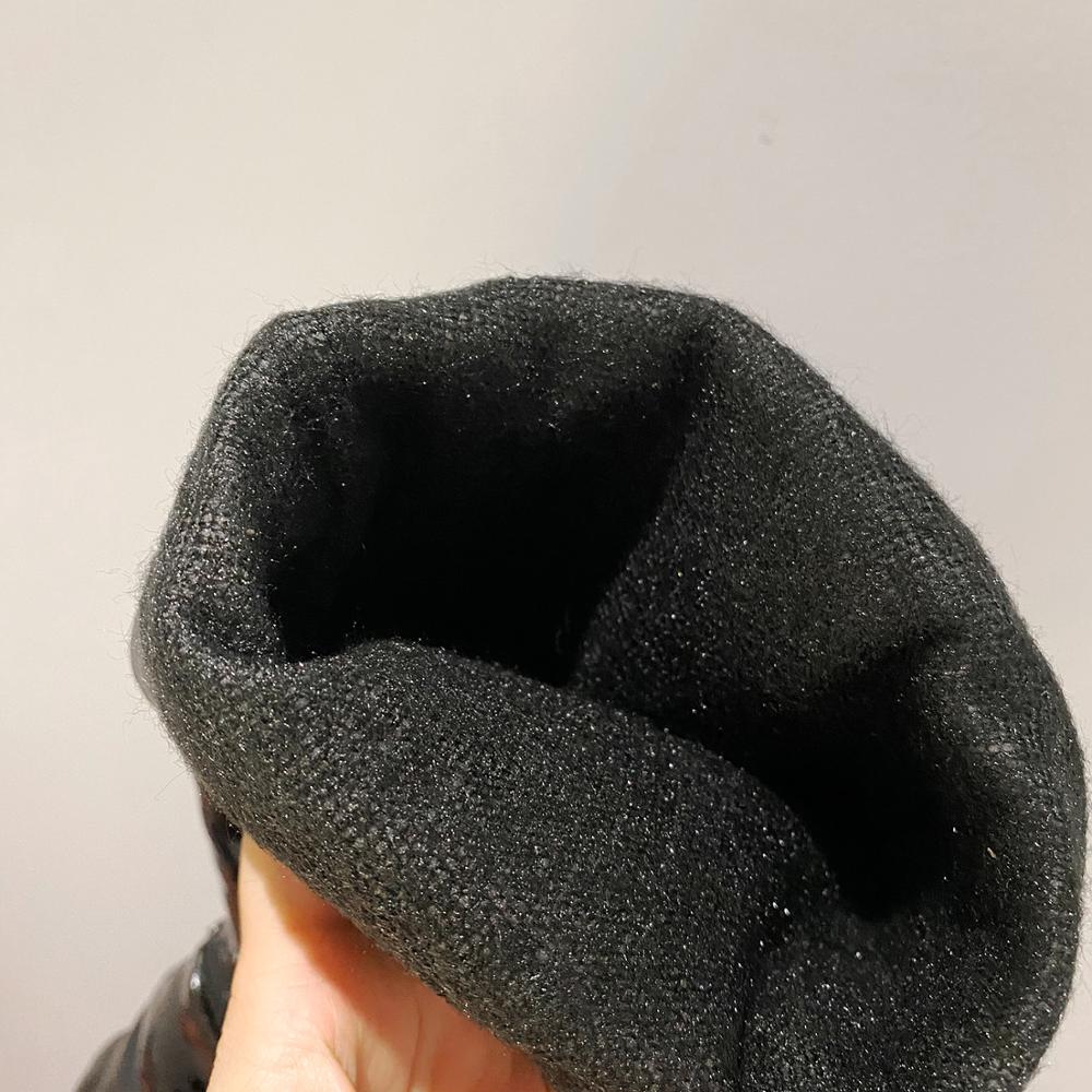 Couro Brilhante Plataforma Alta Impermeável Altura Interna Aumentada Bico Redondo Botas Acima do Joelho Couro Envernizado Salto Plano Plataforma