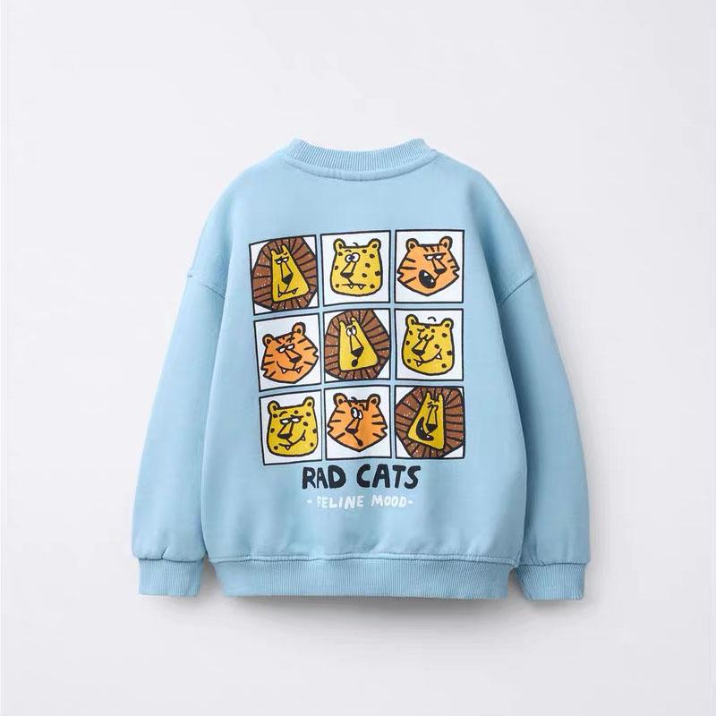 2025 New Print Animals Children's Sweatshirt Tops Long Sleeve Crewneck Kids Clothes Hoodie Loose Fashion Boy's Autumn Clothing