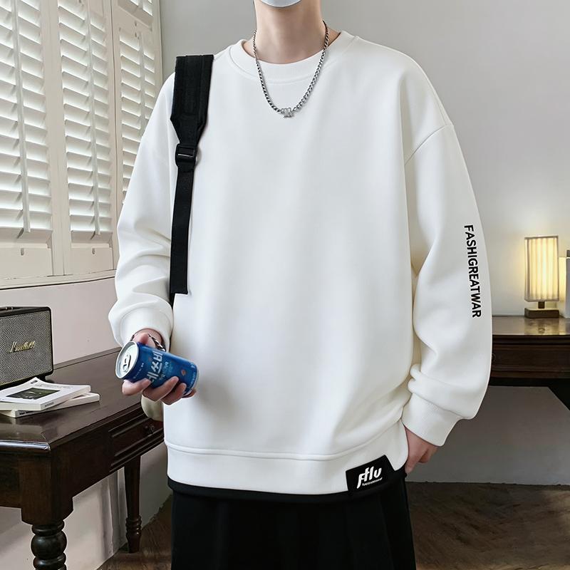 Men's Sweatshirt Casual Versatile Handsome Long-sleeved T-shirt Round Neck Sweatshirt Men's Clothing