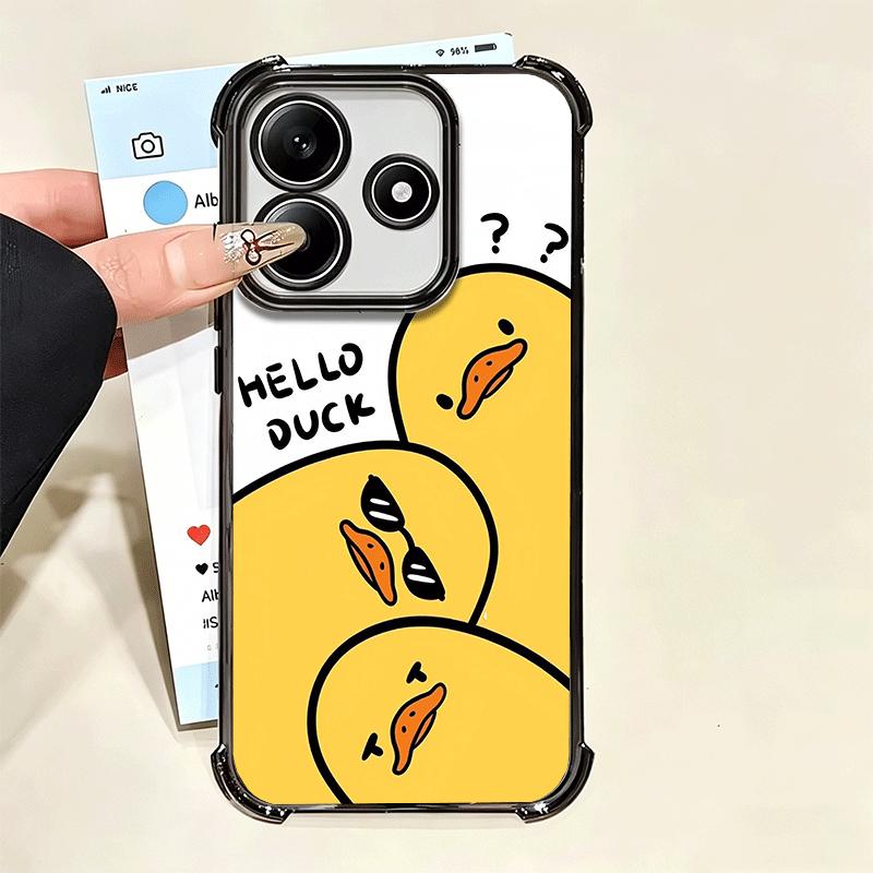 Funny Cute Cartoon Duck Plating Phone Case For Xiaomi Poco X5 X6 X7 X8 Pro Max F8 Ultra F7 M8 M7 M5S Redmi 15C 15 14C 13C 13 X3