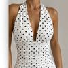 European and American Vacation Spice Girls Style Sweet Neck Deep V Short Skirt, Polka Dot Design Sleeveless Backless Dress