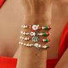 SHIXIN 4Pcs/Set Cute Santa Claus Elk Snowman Christmas Tree Pendant Bracelet Women Adjustable Rope Chain Acrylic Beaded Bracelet