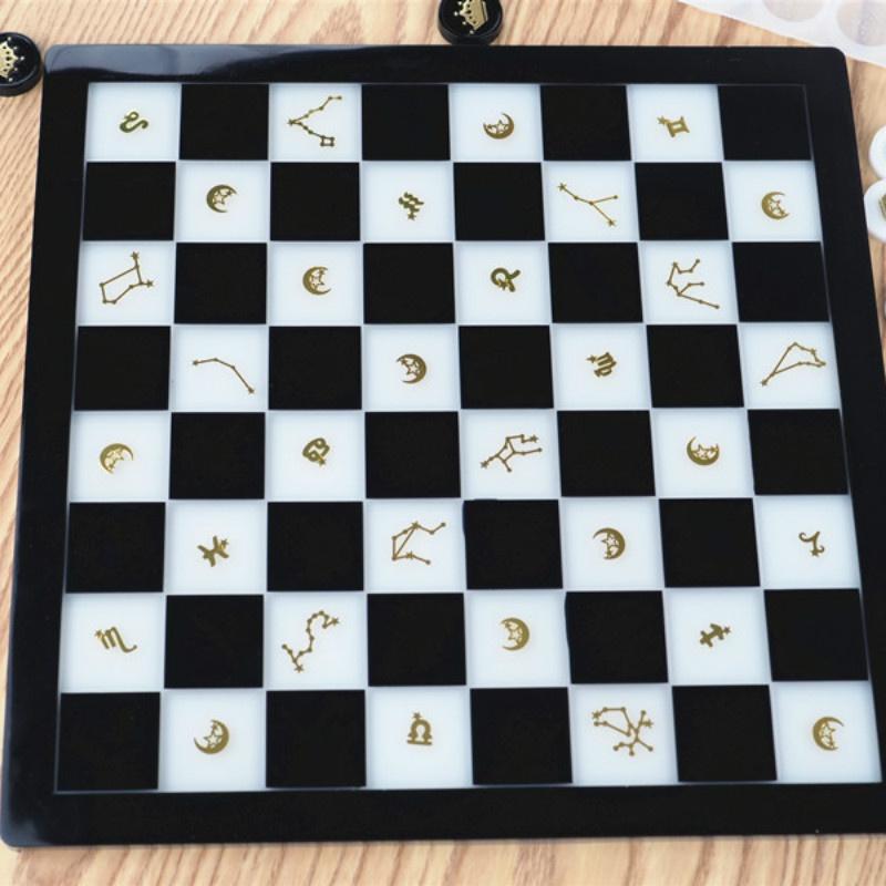 2Pcs Set Diy Epoxy Resin Mirror Silicone Mold for Chess Board Chess Pieces