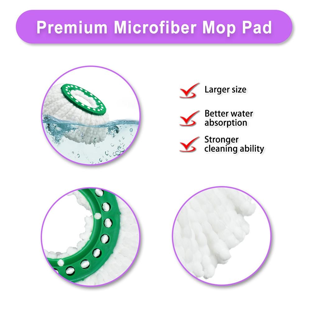 2/3/6pcs Microfiber Mop Replacement Heads For Libman Tornado Spin Mop System Machine Washable Mop Refill Head
