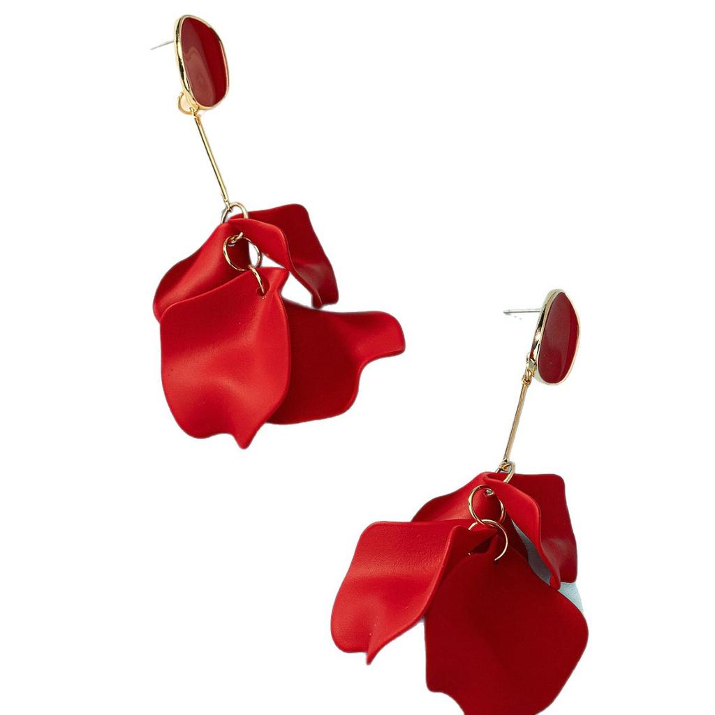 Colorful Acrylic Rose Petal Fringed Earrings Elegant Femininity Sweet Wedding Earrings Jewelry 2023