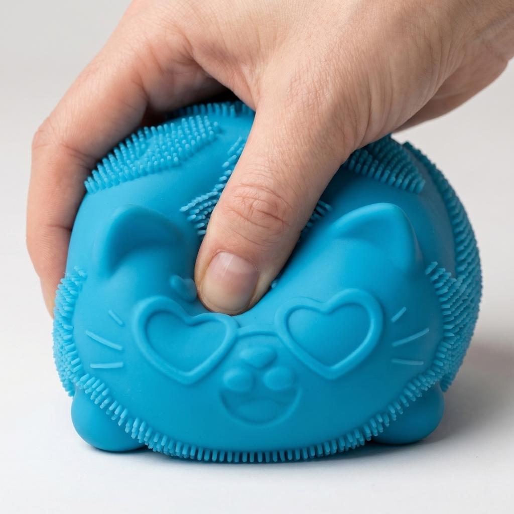 Sensory Squeeze Toy for Stress Relief and Hand Exercise Textured Soft Material Cat Shape Suitable for Adults and Children