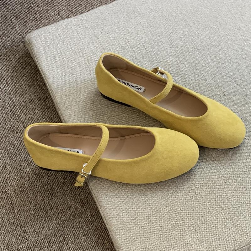 Fashion SUOJIALUN Autumn Women Flat Shoes Fashion Candy Color Ladies Round Toe Mary Jane Shoes Soft Sole Shallow Slip On Ballerinas Shoe