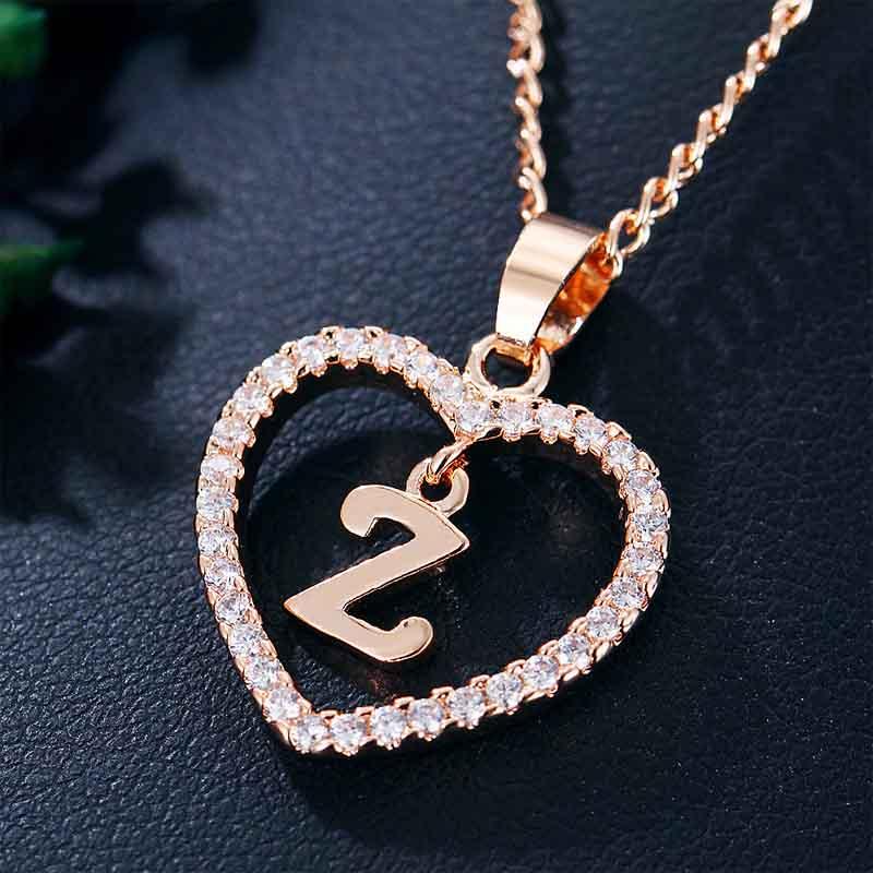 Heart Letters 26 Love Crystal Women Silver Plated Chain Jewelry Necklace