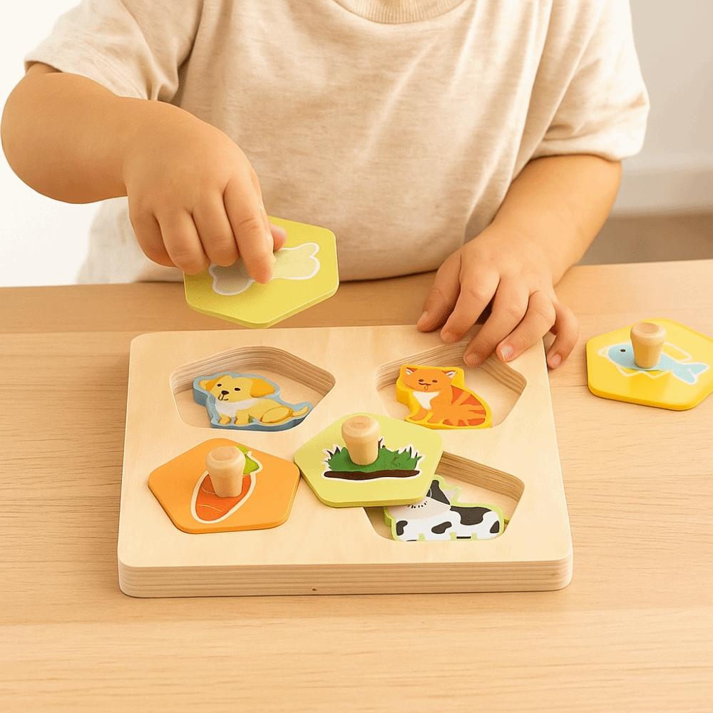 Montessori Wooden Toys 3D Puzzles Pattern Cognitive Animal Jigsaw Toys  Thinking Training