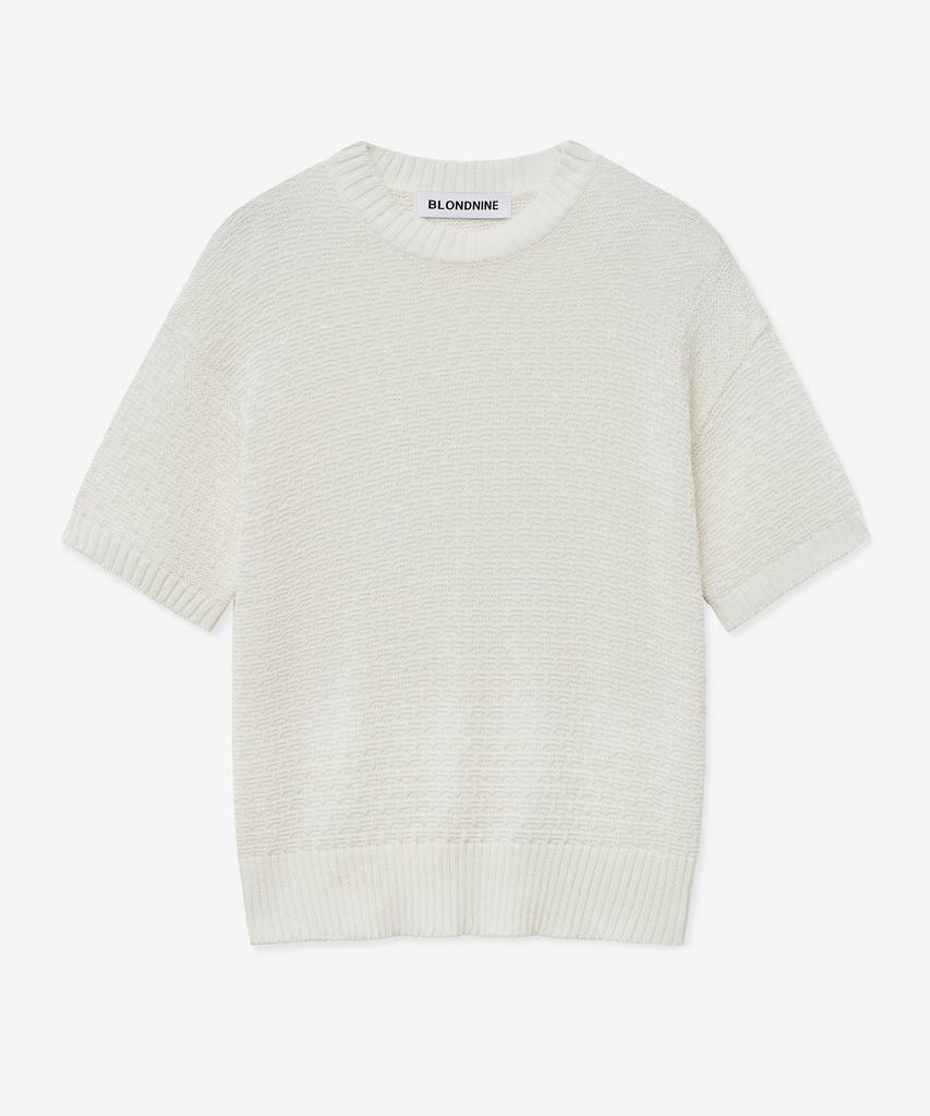 BLOND9 Soft Crop Round Short Sleeve Knit_Ivory