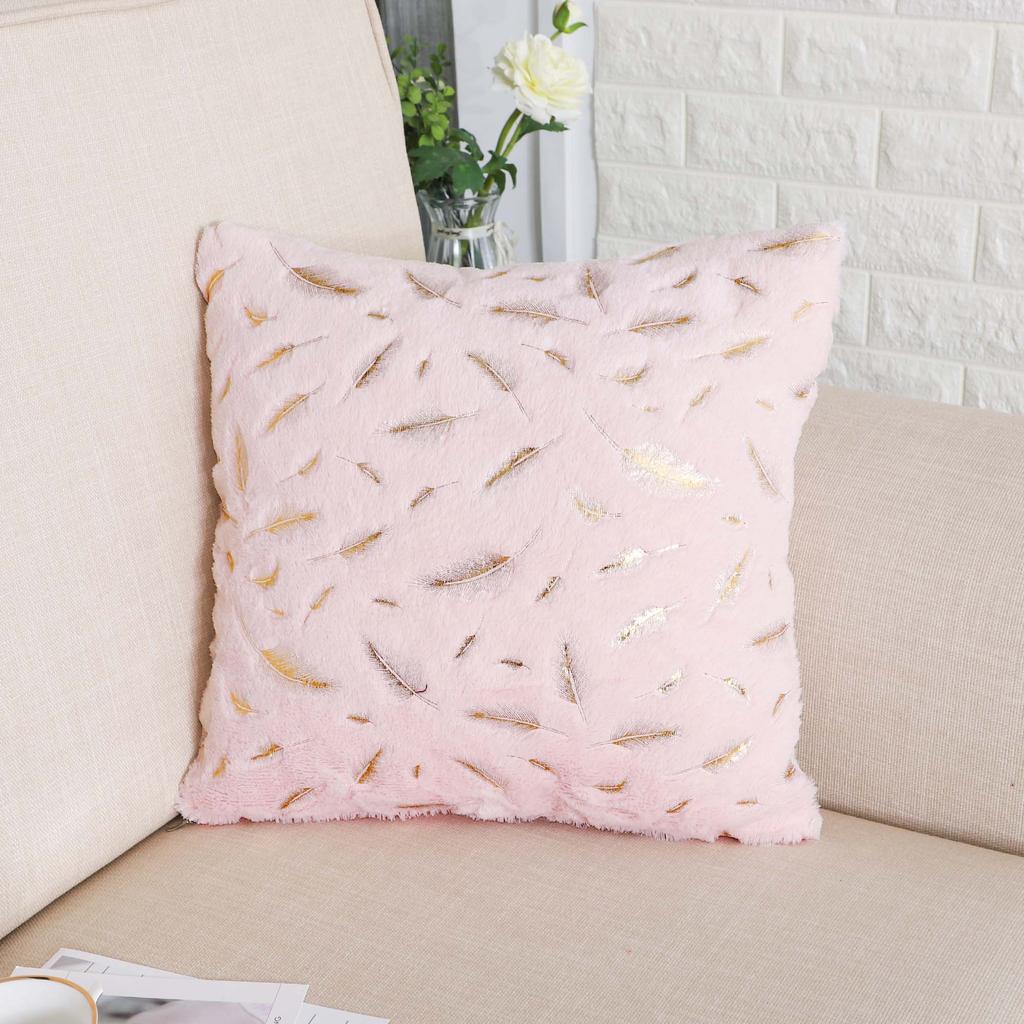 Decorative Pillowcase, Feathers, Light Pink