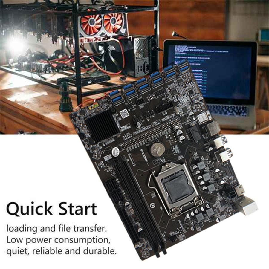 B250C Mining Motherboard 12XPCIE To USB 3.0 GPU Slot LGA1151 Gen6/7 Fpr DDR4
