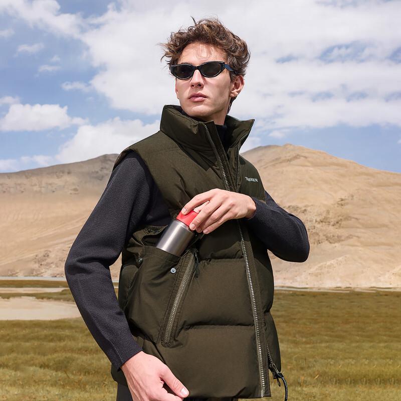 Tanbor Men's Loose Fit Stand Collar Down Vest