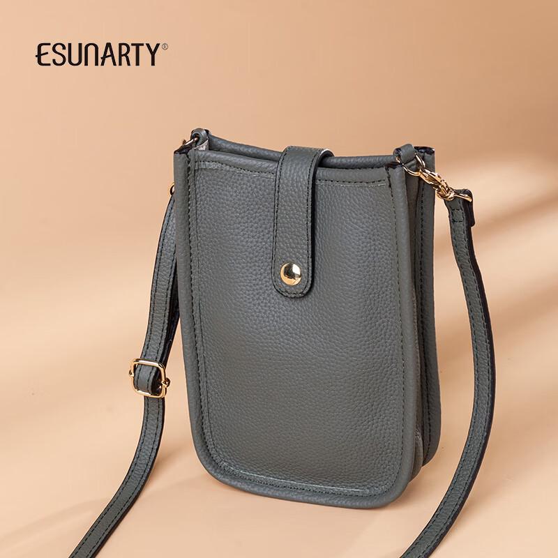 ESUNARTY Women s Genuine Leather Mini Crossbody Bag