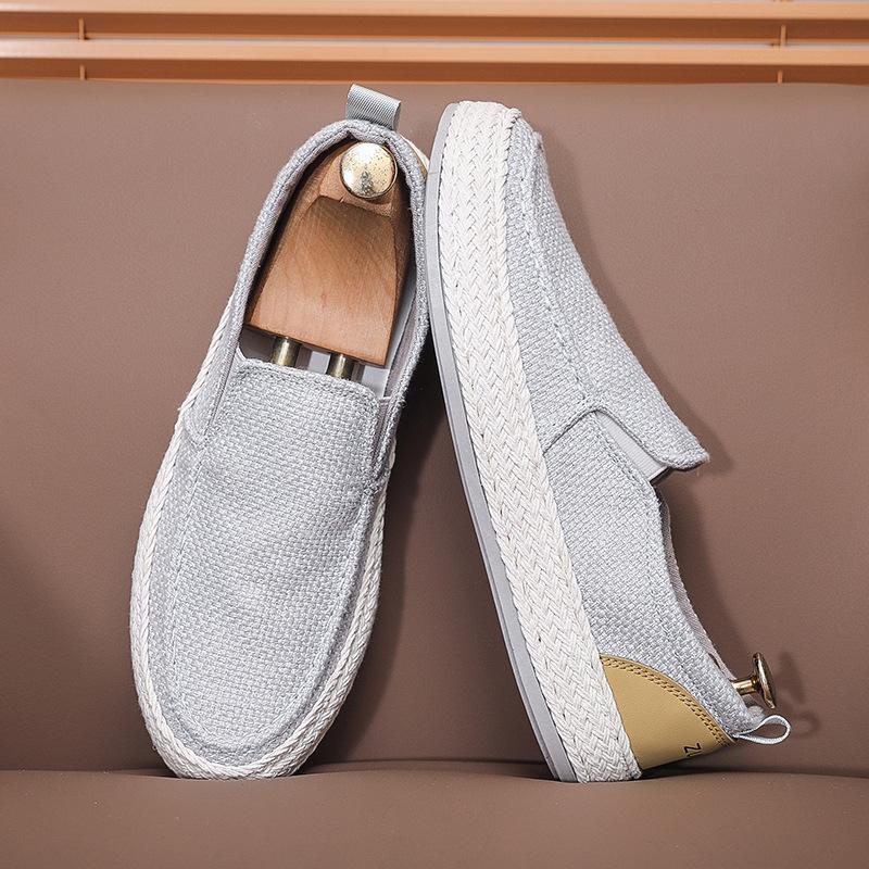 Men's casual shoes men's summer breathable low-top linen handmade one-pedal foot cover old Beijing cloth shoes men's shoes
