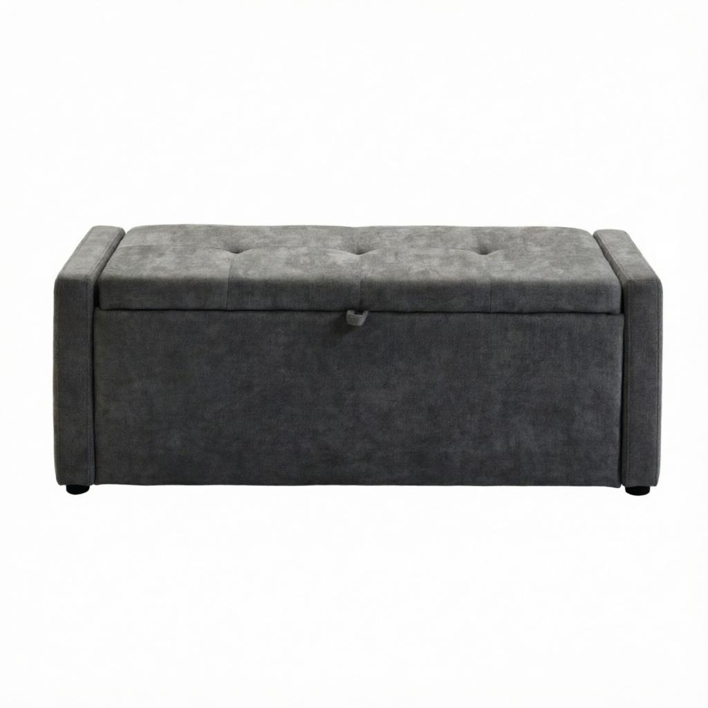 Storage Bench, Bed End, Footrests Made of Linen with Large Seat