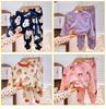 Children's Coral Fleece Flannel Pajamas - Cartoon Round Neck, Thickened Velvet Set for Boys, Girls, Babies