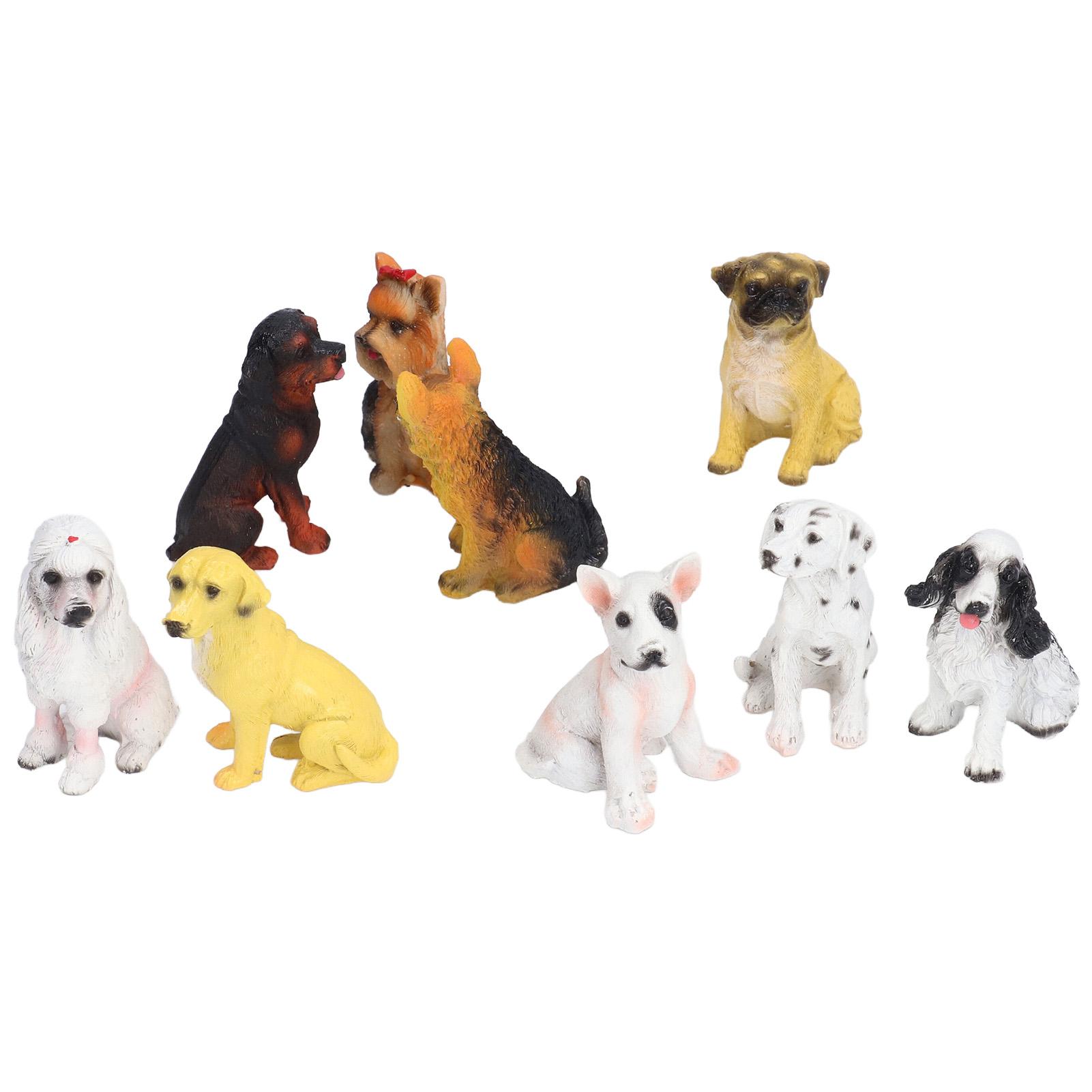 

12Pcs Dog Ornaments Waterproof Textured Exquisite Vivid Dog Statues for Garden Lawn Desk Decoration