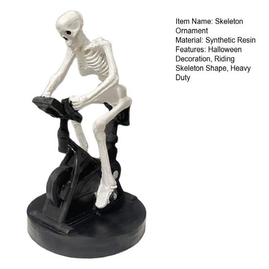 Halloween Riding Bike Skeleton Statue Animated Fitness Bicycle Skeleton Figurine