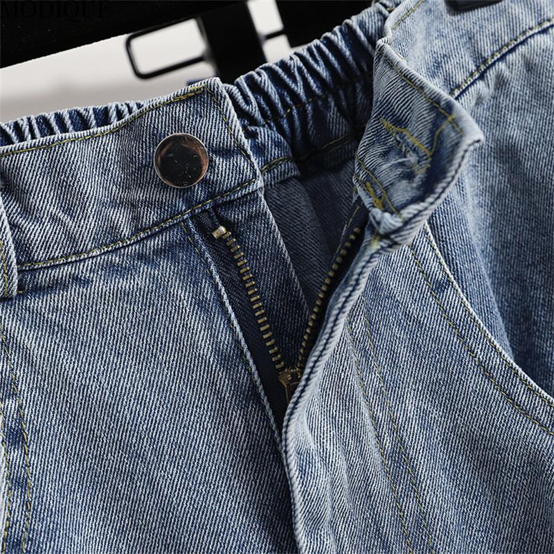 MODIQUE 2025 New Plus Size Summer Women Casual Vintage A-Line Fusta lungă din denim cu talie înaltă Doamnelor largi culoare solidă Fusta albastru învechită