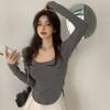Women's Tops Bottoming Shirt Slim Slim Fit Square Neck