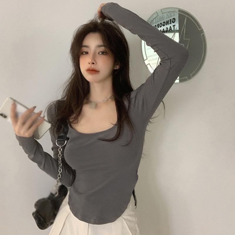 Women's Tops Bottoming Shirt Slim Slim Fit Square Neck