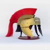 Medieval Roman Praetorian Guard Helmet, Brass Knight Helmet with Lion Engraving Red Plume Cosplay Armor, Display Helmet for Collectors